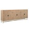 Homeroots 95in Natural And Antiqued Gold Solid Wood Carved Geometric Sideboard with Six Doors 521383 - alternate 9