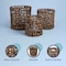 Happimess Lasuna Coastal Bohemian Water Hyacinth Handwoven Checker Weave Nesting Baskets w/Handles, Brown, Se BSK2033B-3SET - alternate 4