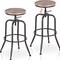 Homeroots Set of Two Walnut and Black Wood and Iron Backless Adjustable Height Swivel Bar Chairs 610391 - alternate 6