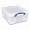 Really Useful Box Snap-Lid Storage Bin, 4.49 gal, 11in x 18in x 4in, Clear/Blue, 4PK 17C-PK4CB - alternate 3