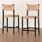 Bali & Pari Prita Bohemian Paper Loom and Black Mahogany Wood 2-Piece Bar Stool Set 249-2PC-13880-ZORO - alternate 8