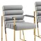 Homeroots Set of Two Tufted Gray And Gold Upholstered Faux Leather Dining Arm Chairs 545060 - alternate 5