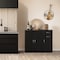 Basicwise 33-Inch Black Sideboard Buffet Cabinet with Storage, Spacious Table Top, Large Drawers QI004695.BK - alternate 9