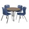 Regency Round Kee Adjustable Classroom Table W/ 4 Andy Stack Chairs, 42 in W, 42 in L, Noble Oak TB42RNDNOAPGY40NV - alternate 1