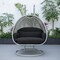 Leisuremod Mendoza Light Brown Wicker Hanging 2 person Egg Swing Chair with Dark Grey Cushions MSCLBR-53DGR - alternate 9