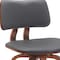 Homeroots 26" Gray And Wood Brown Faux Leather Swivel Low Back Counter Height Bar Chair 534430 - alternate 7