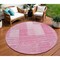 Homeroots 8' Pink And Blush Round Striped Washable Indoor Outdoor Area Rug 581661 - alternate 1