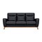 Homeroots 83" Black Leather Sofa With Brown Legs 546407 - alternate 5