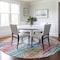 Homeroots 8' White Pink And Teal Blue Round Striped Washable Indoor Outdoor Area Rug 617706 - alternate 4