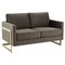 Leisuremod Lincoln Upholstered Velvet Loveseat with Gold Frame, Dark Grey LA55DGR - alternate 1