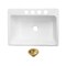 Kingston Brass 33" Cast Iron Single Bowl Undermount Kitchen Sink, 4-Hole with Strainer, White/Brushed Brass KGCKUS332297 - alternate 1