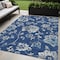 Homeroots 5' X 8' Navy Blue And Gray Floral Washable Indoor Outdoor Area Rug 589483 - alternate 1
