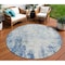 Homeroots 8' Denim Blue And Ivory Round Abstract Washable Indoor Outdoor Area Rug 612318 - alternate 1