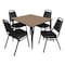 Regency Square Kahlo Breakroom Table W/ 4 Restaurant Stack Chairs, 48 in W, 48 in L, Noble Oak TPL4848NOBK29BK - alternate 1