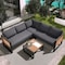 Homeroots Two Piece Outdoor Gray Metal Sectional Seating Group with Gray Cushions 625680 - alternate 2