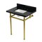 Kingston Brass 30" Black Granite Console Sink with Brass Legs, 8-Inch, 3-Hole, Black Granite/Brushed Brass KVPK30KBSQ7 - alternate 1