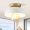 Jonathan Y Paulina 8.5" 1-Light Classic Industrial Iron LED Flush Mount, White/Gold Painting JYL1327B - alternate 7