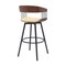 Armen Living Athena 31in Swivel Walnut Wood Bar Stool in Cream Faux Leather with Black Metal LCATBAWACR30 - alternate 4