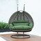 Leisuremod Beige Wicker Hanging 2 person Egg Swing Chair with Dark Green Cushions ESCBG-57DG - alternate 7