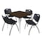 Regency Square Kahlo Breakroom Table W/ 4 M Stack Chairs, 42 in W, 42 in L, Neo Walnut TPL4242NWCM47BK - alternate 1