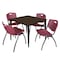 Regency Square Kahlo Breakroom Table W/ 4 M Stack Chairs, 36 in W, 36 in L, Neo Walnut TPL3636NWBK47BY - alternate 1
