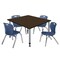 Regency Square Kee Adjustable Classroom Table W/ 4 Andy Stack Chairs, 48 in W, 48 in L, Neo Walnut TB4848NWAPGY45NV - alternate 1