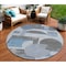 Homeroots 8' Blue And Gray Round Geometric Washable Indoor Outdoor Area Rug 618012 - alternate 1