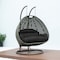Leisuremod Beige Wicker Hanging 2 person Egg Swing Chair, Black ESCBG-57BL - alternate 5
