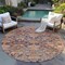 Homeroots 8' Terra Cotta And Charcoal Round Damask Washable Indoor Outdoor Area Rug 603391 - alternate 7
