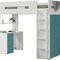 Homeroots White And Teal Twin Loft Bed And Desk 318774 - alternate 3
