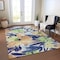 Homeroots 10' X 14' Navy Blue And Beige Floral Washable Indoor Outdoor Area Rug 610991 - alternate 3