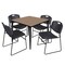 Regency Square Kahlo Breakroom Table W/ 4 Zeng Stack Chairs, 42 in W, 42 in L, Noble Oak TPL4242NOBK44BK - alternate 1