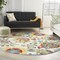 Homeroots 8' Ivory Green Red And Yellow Round Floral Indoor Outdoor Area Rug 546674 - alternate 6