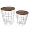 Lavish Home Set of 2 End Tables Nesting Tables with Removable Wood Tops, Metal Wire Baskets Round Side Furniture 80-ENDTBL-2 - alternate 7
