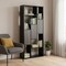 Homeroots 69" Black Wood Ten Tier Geometric Bookcase with Three Doors 630390 - alternate 3