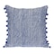 Homeroots 18" Blue and White Weave Cotton Throw Pillow With Pom Poms 529303 - alternate 6