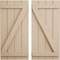 Ekena Millwork Rustic Four Board Joined Board-n-Batten Sandblasted Faux Wood Shutters w/Z-Board, 22W x 46H, PR SHUBJZ22X46SDPR - alternate 1