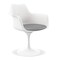 Homeroots White Heavy Duty Plastic Swivel Dining Arm Chair With Gray Faux Leather Cushion 520276 - alternate 7