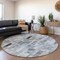 Homeroots 8' Blue And Gray Round Striped Washable Indoor Outdoor Area Rug 615514 - alternate 6