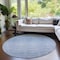 Homeroots 8' Denim Blue And Blue Round Abstract Washable Indoor Outdoor Area Rug 587406 - alternate 5