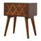 Homeroots 22" Chestnut Solid Wood Geometric Brass Inlay Two Drawer Nightstand 651558 - alternate 6