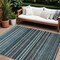 Homeroots 9' X 12' Teal Blue Sky Blue And Gray Striped Washable Indoor Outdoor Area Rug 577815 - alternate 1