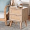 Baxton Studio Baird Mid-Century Modern Light Oak Brown Finished Wood and Rattan 2-Drawer Nightstand 176-11249-Zoro - alternate 8