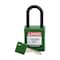 Brady Padlock, Keyed Alike, Nylon, Green, 1 1/2 in Shackle Height, 1 1/2 in Body Width, 6 No. of Keys SDPL-GRN-38PL-KA6 - alternate 1