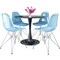 Leisuremod Bristol 5-Piece Modern Dining Set: Round MDF Table & 4 Eiffel Plastic Chairs with Chrome Legs, 5PK BTBL-35BL-CR19TBU4 - alternate 1