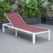 Leisuremod Marlin White Aluminum Patio Chaise Lounge Chair with Square Fire Pit Table, Burgundy MLWCF21-77BRG - alternate 4