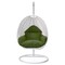 Leisuremod White Wicker Hanging Egg Swing Chair with Dark Green Cushions ESCW-40DG - alternate 8