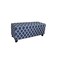 Homeroots 42in Blue and White and Dark Brown Upholstered Polyester Quatrefoil Bench with Flip top 469343 - alternate 1