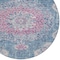 Homeroots 8' Blue Round Floral Medallion Washable Indoor Outdoor Area Rug 607844 - alternate 5