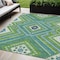 Homeroots 5' X 8' Lime Green Aqua And Ivory Tribal Washable Indoor Outdoor Area Rug 598131 - alternate 1